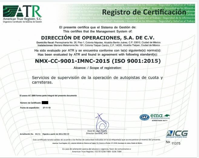 certificado-Supervisión Externa de Operaciones en carreteras y Autopistas-ciaO